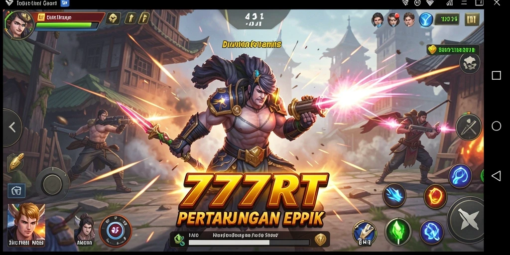Screenshot gameplay Fighting 777RT yang menampilkan pertarungan seru.