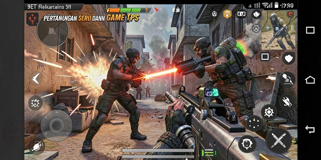 Screenshot 9ET menunjukkan aksi seru dalam permainan TPS.