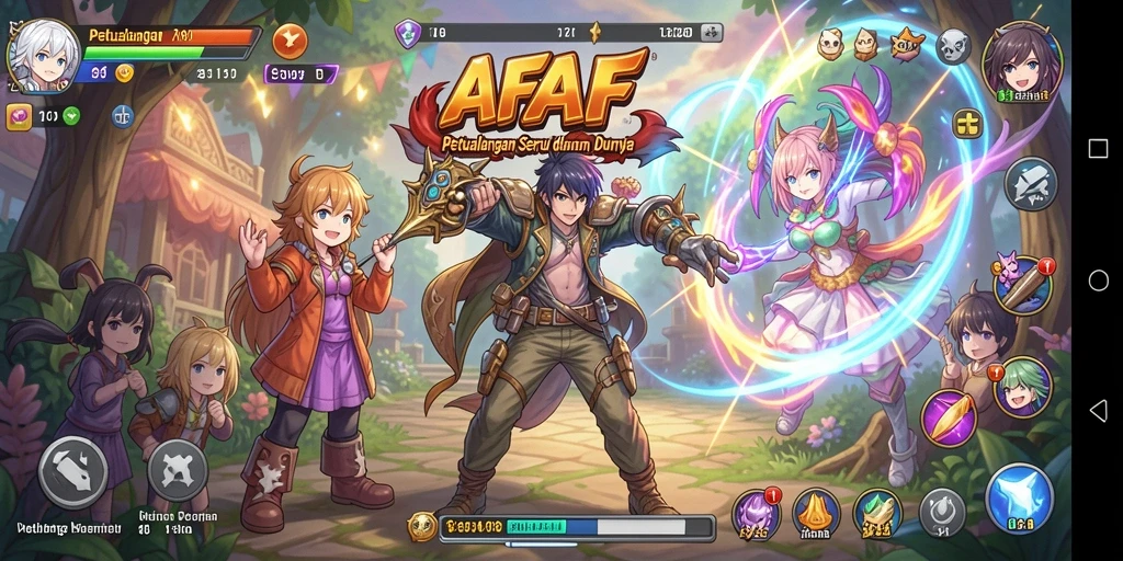 Screenshot AFAF menampilkan aksi seru dalam dunia Anime yang berwarna.