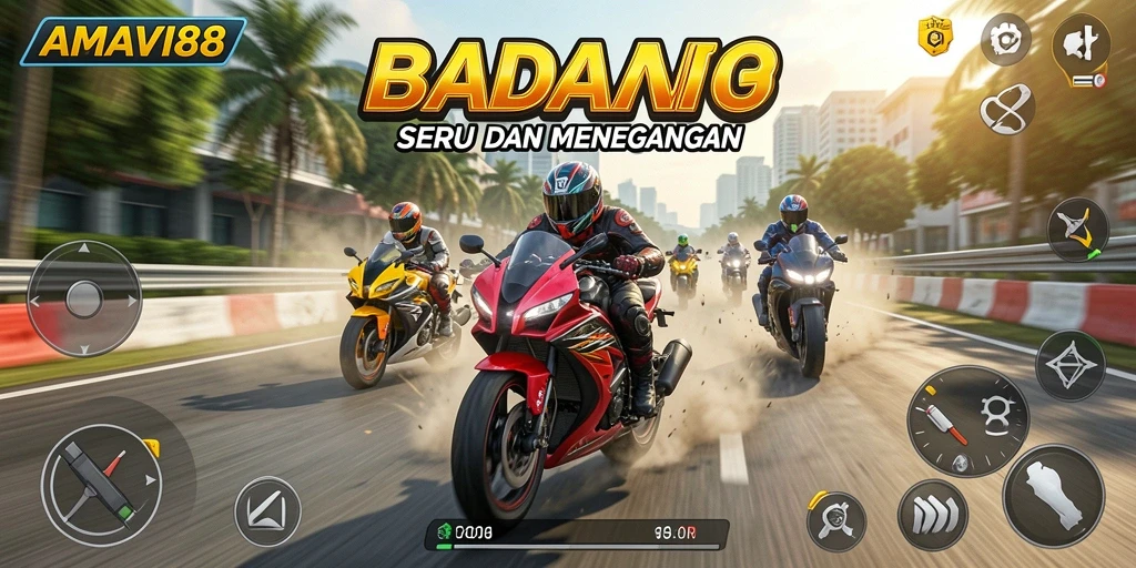 Tampilan menarik dari gameplay balapan motor di AMAVI88.