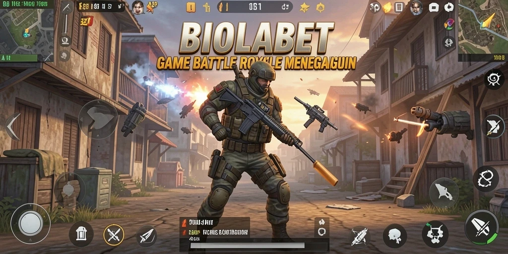 Screenshot gameplay BIOLABET menampilkan aksi Battle Royale yang mendebarkan.