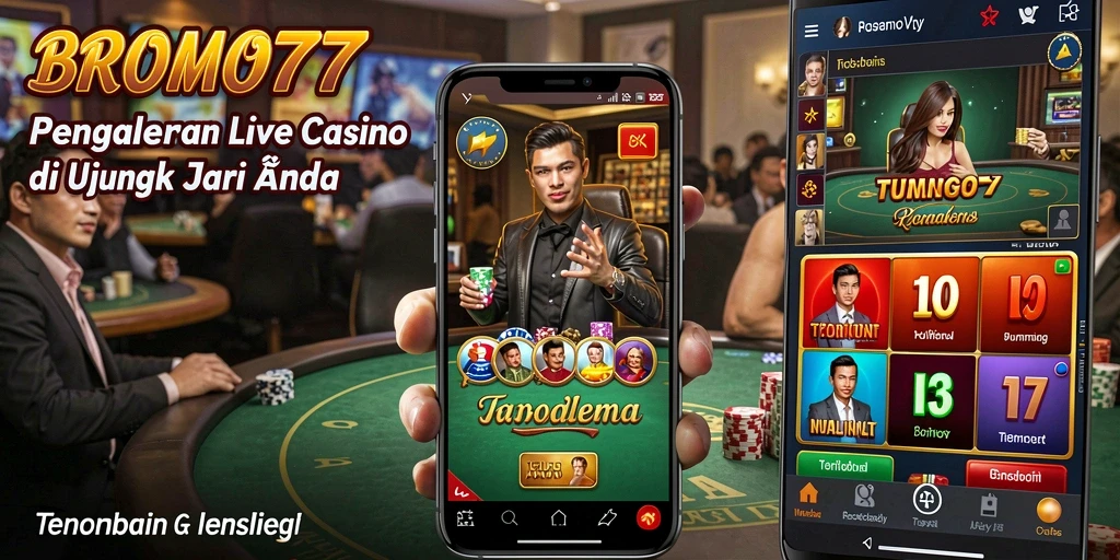 Tangkapan layar BROMO77 menampilkan dealer langsung dan suasana permainan yang mendebarkan.