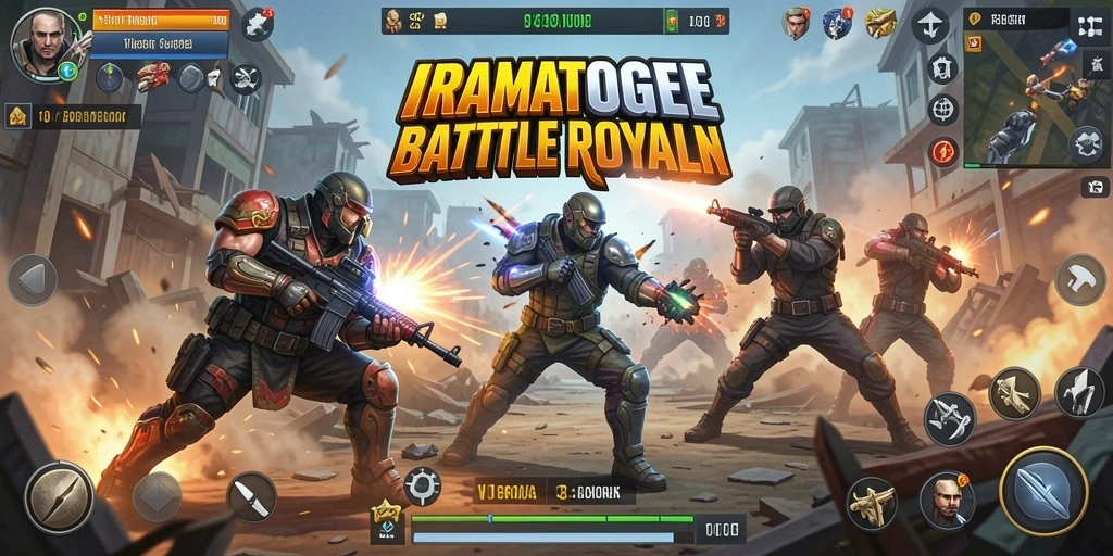 Tampilan gameplay mendebarkan dari IRAMATOGEL dalam aksi Battle Royale.