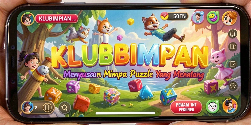 Tangkapan layar utama KLUBIMPIAN menampilkan gameplay yang seru dan penuh warna.