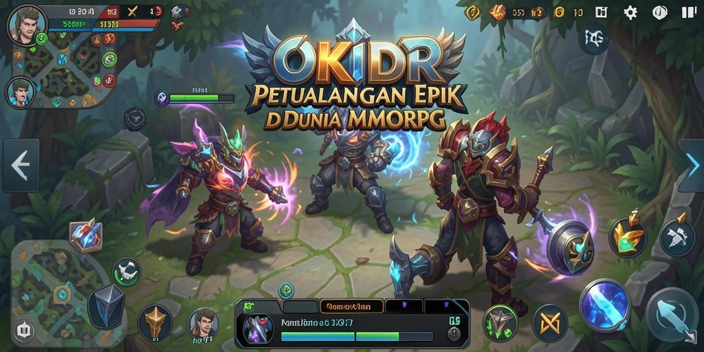 Tangkapan layar gameplay <strong>OKIDR</strong> yang menampilkan pertempuran epik di dunia fantasi.