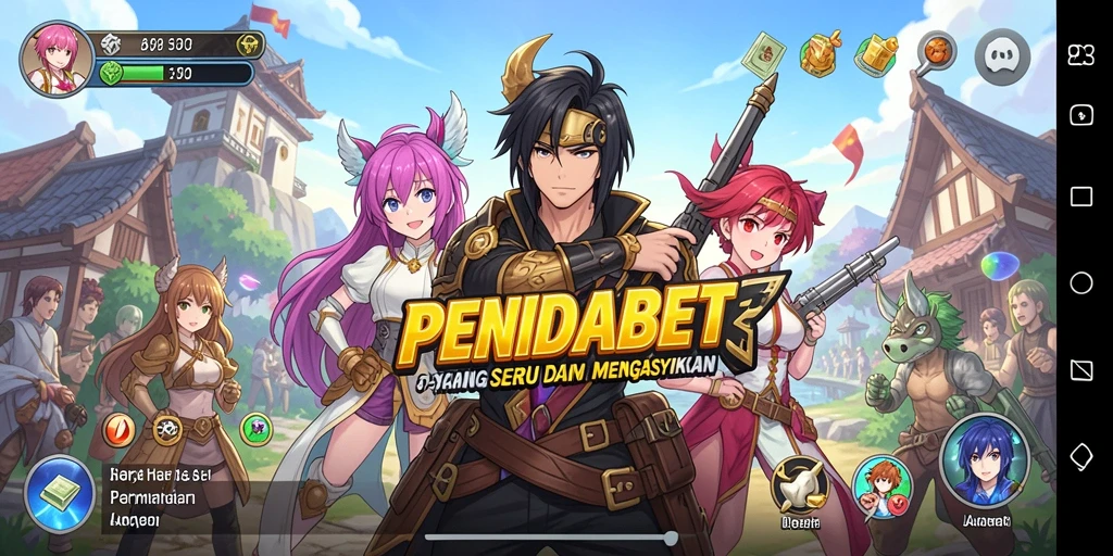 Tampilan gameplay menarik dari PENIDABET dengan karakter anime yang dinamis.