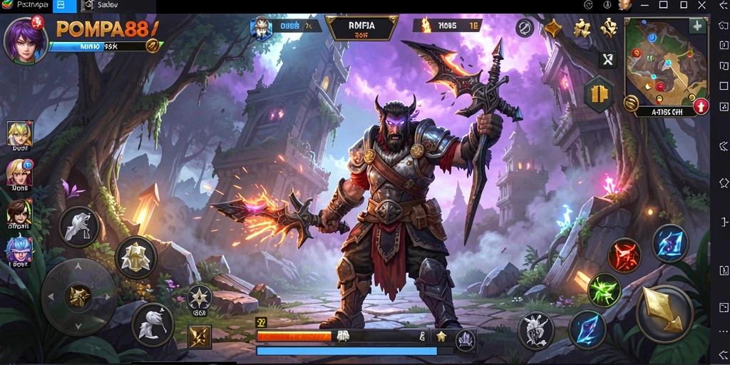 Screenshot utama POMPA88 menampilkan petualangan RPG yang mendebarkan.
