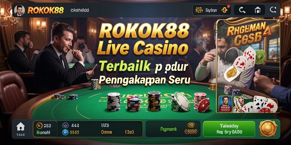 Screenshot utama ROKOK88 menampilkan gameplay Live Casino yang menarik.