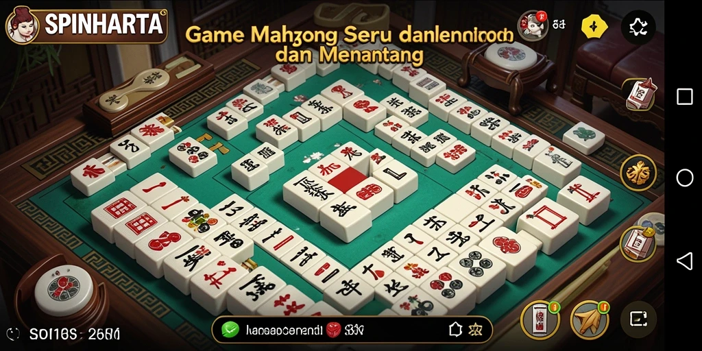 Tampilan gameplay SPINHARTA dengan ubin Mahjong yang menarik.